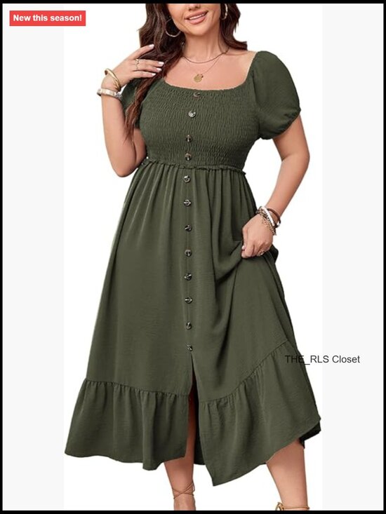 Dresses & Skirts - Plus Size Lightweight Blend Maxi Dress with Smocked Back and Square Neck